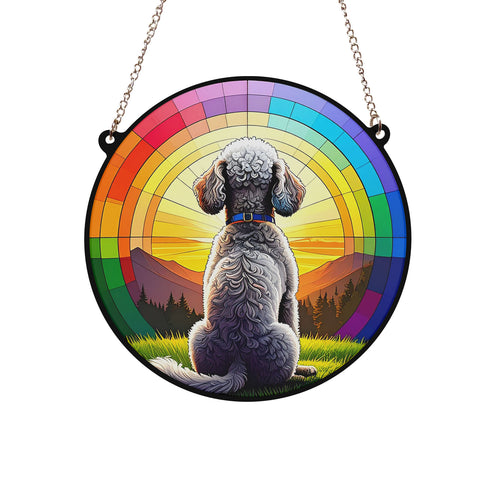 Bedlington Terrier Rainbow Bridge Stained Glass Effect Suncatcher